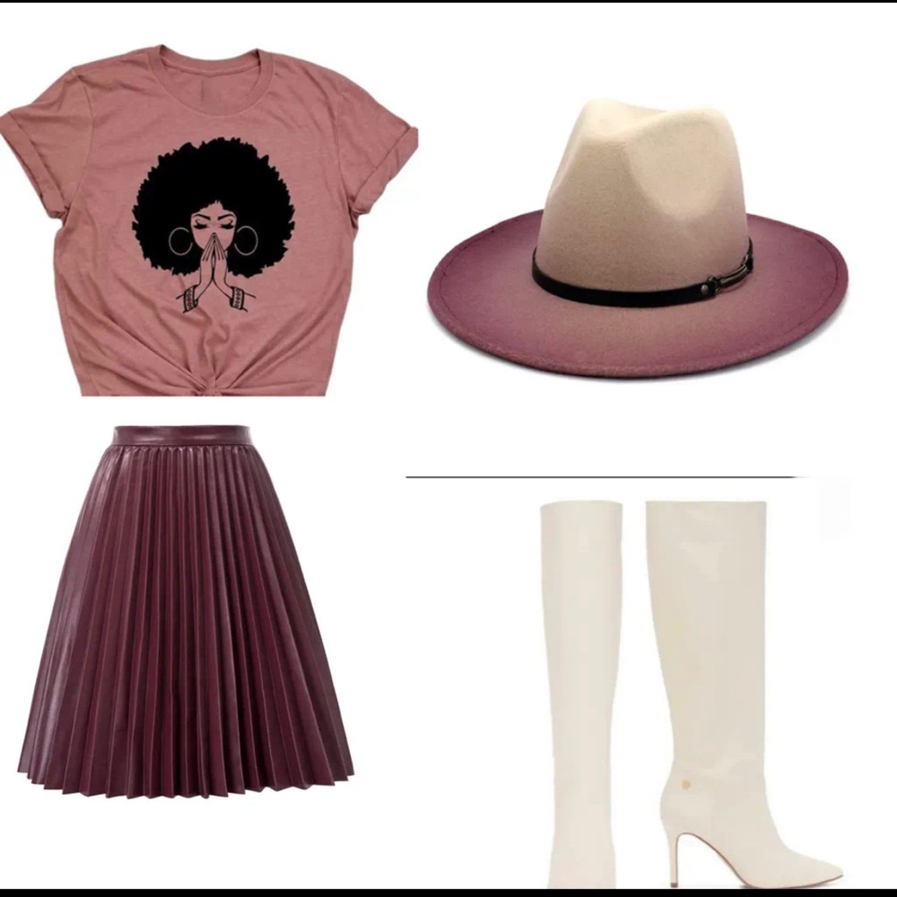 Pleated Faux Leather Skirt (Black or Burgundy) - Picture 2 of 6